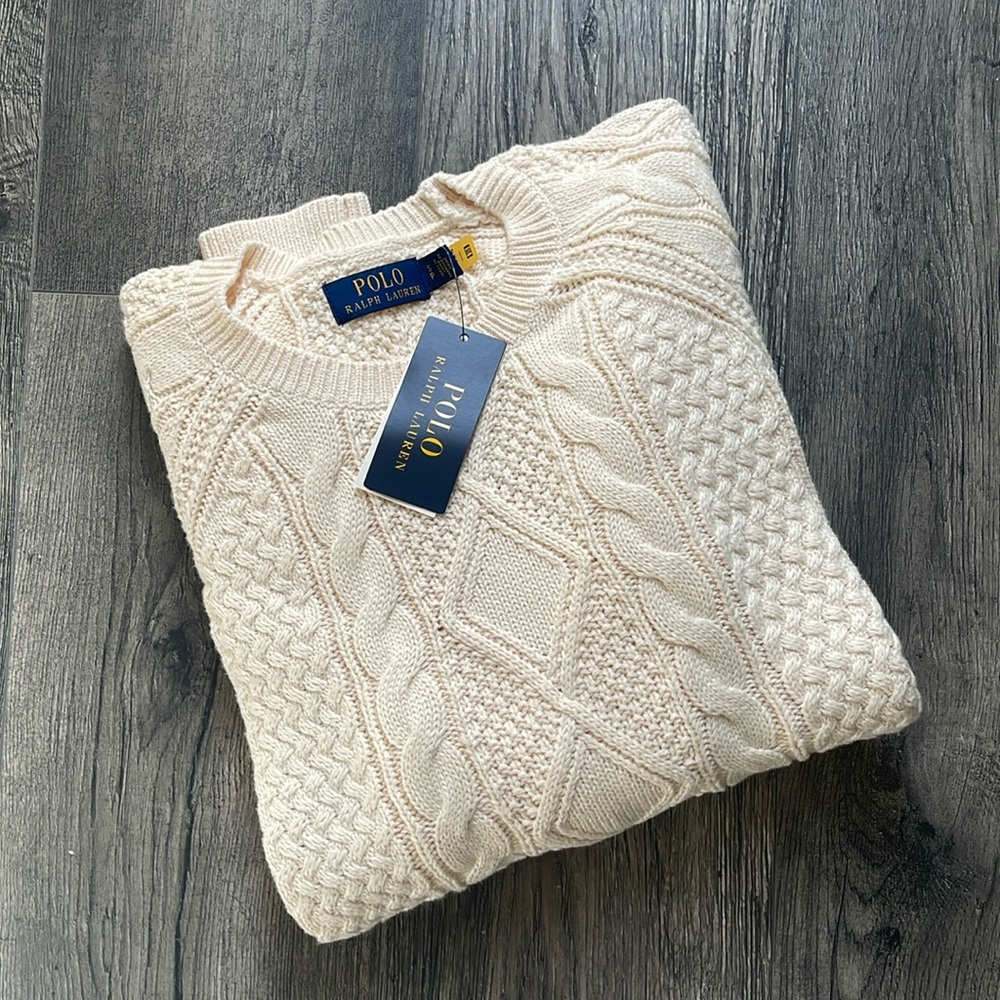 Polo Ralph Lauren Fisherman sweater. Cream small.